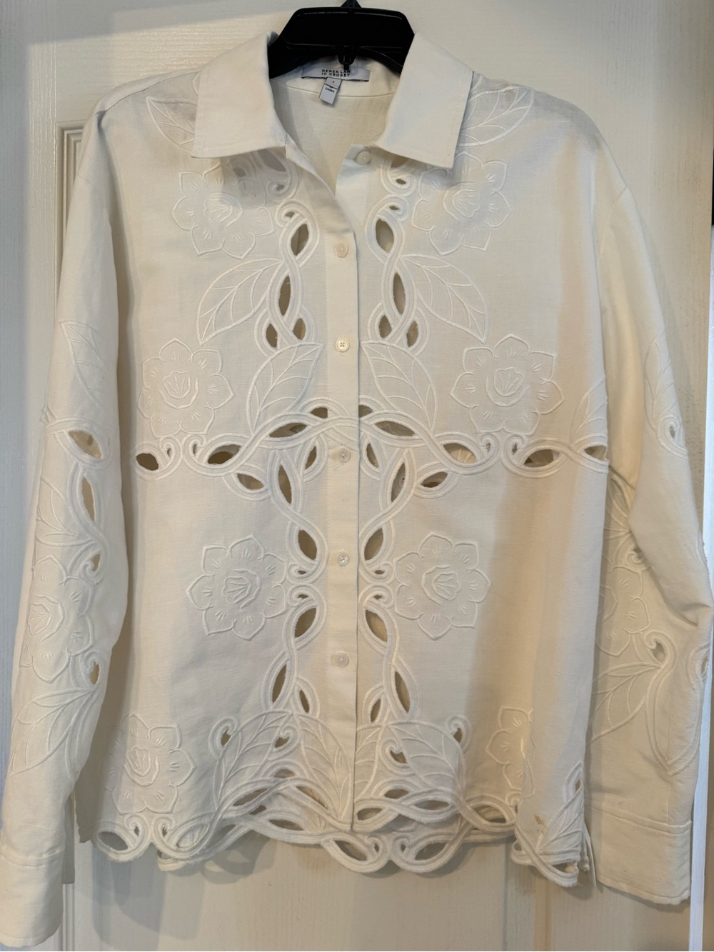 10 Crosby Derek Lam White Cutwork Embroidered Button-Down Shirt